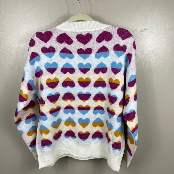 NWT Women's Dreamers by Debut Heart Pattern Pullover Sweater Multicolor Large - Picture 10 of 11